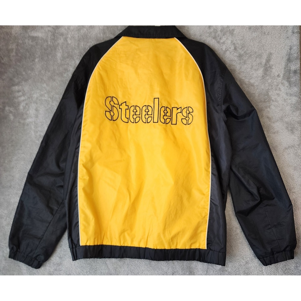 NFL Pittsburgh Steelers Jacket Mens Large Yellow Black G-III Windbreaker